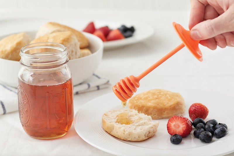 Jarware Honey Dipper Lid for Regular Mouth Mason Jars, Orange, 16-Ounce - Image 2